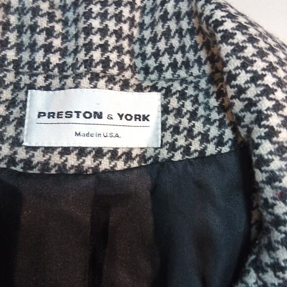 Preston & York 100% Wool Houndstooth Coat Women’s 14 Made in USA - Picture 4 of 7